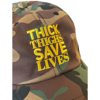 Thick Thighs Save Lives Dad Cap - Camo/Yellow