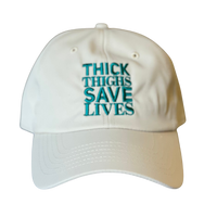 Thick Thighs Save Lives Nylon Dad Cap - Cream/ Teal