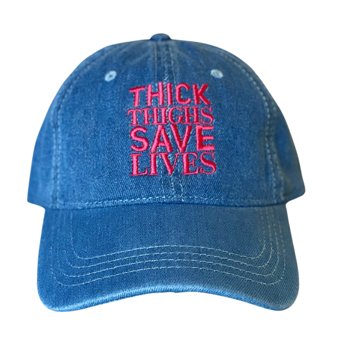 Thick Thighs Save Lives - Denim/Pink