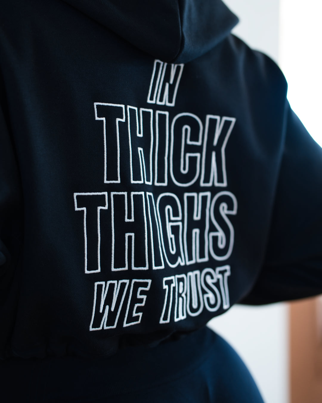 In Thick Thighs We Trust Crop Hoodie