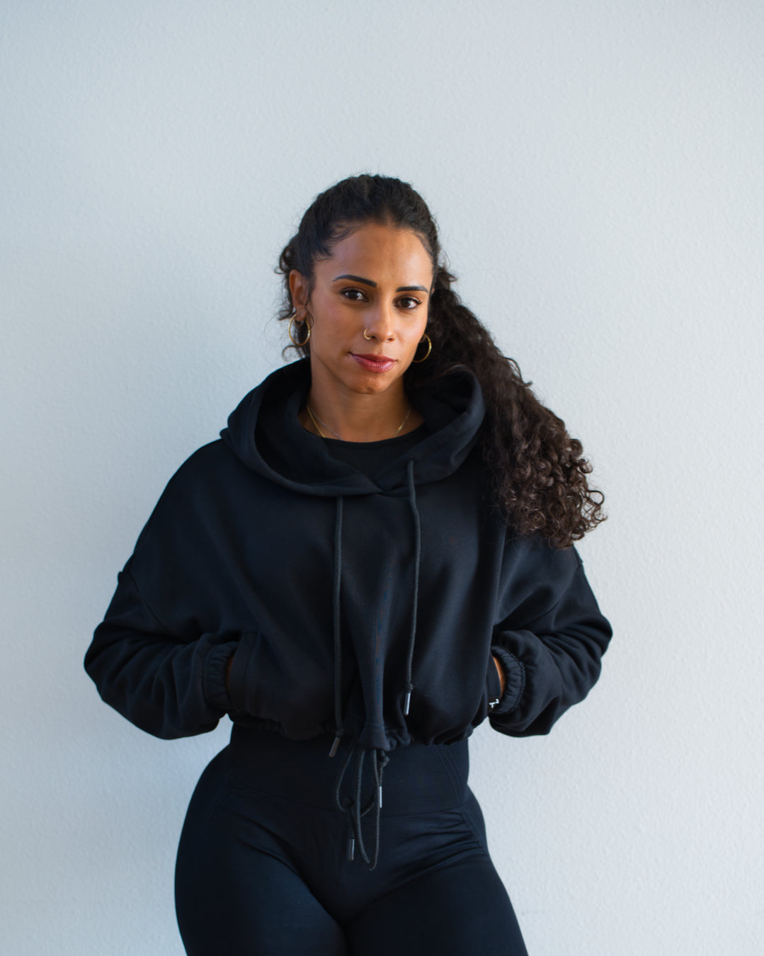 In Thick Thighs We Trust Crop Hoodie Front