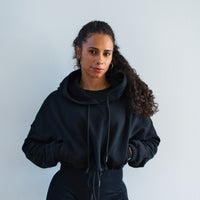 In Thick Thighs We Trust Crop Hoodie Front