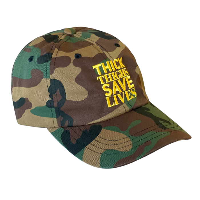 Thick Thighs Save Lives Dad Cap - Camo/Yellow
