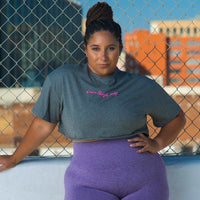 LOVE THIGH SELF Loose Fit Crop T-Shirt, Heather Grey