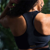 LUX Ribbed, Black Signature Twist Sports Bra