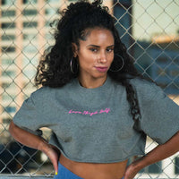 LOVE THIGH SELF Loose Fit Crop T-Shirt, Heather Grey