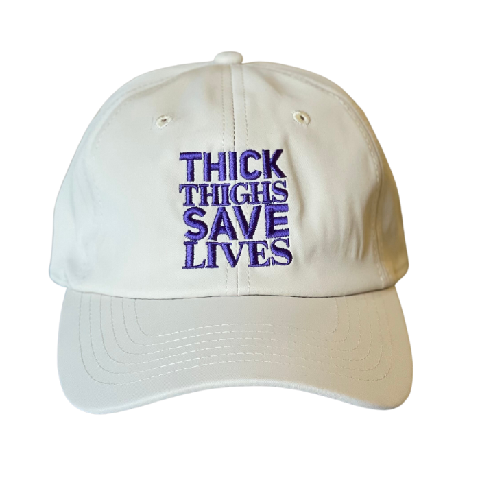 Thick Thighs Save Lives Nylon Dad Cap - Purple/Cream