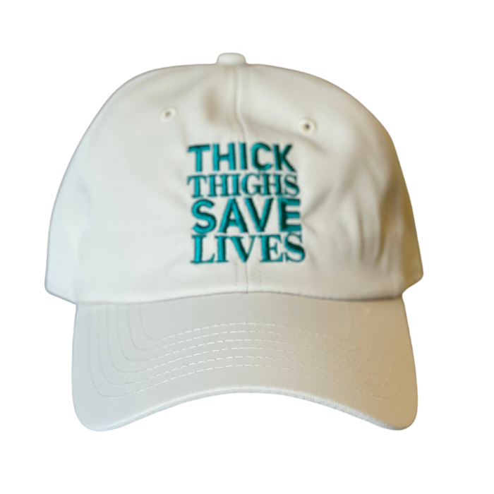 Thick Thighs Save Lives Nylon Dad Cap - Cream/ Teal