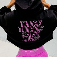 THICK THIGHS SAVE LIVES Crop Hoodie