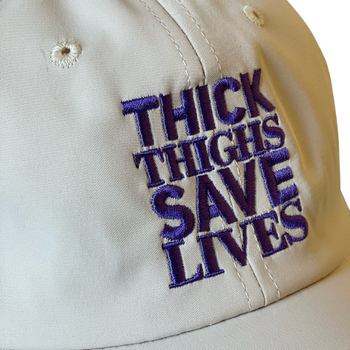 Thick Thighs Save Lives Nylon Dad Cap - Purple/Cream