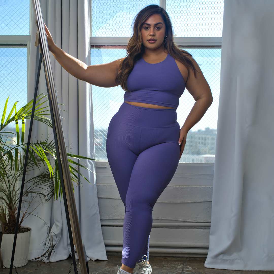LUX Ribbed, Purple On-The-Move Pocket Leggings