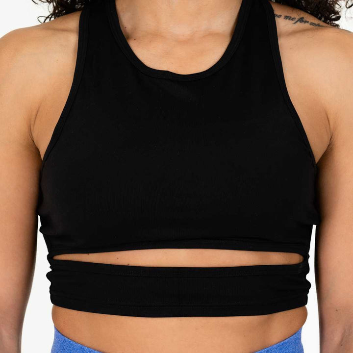 Cut Out Racerback Black Sports Top – Light Support