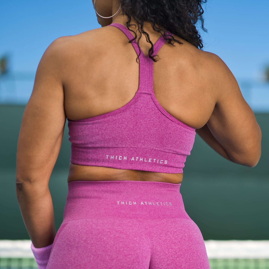 Seamless Y-Back Sports Bra, Raspberry Sorbet