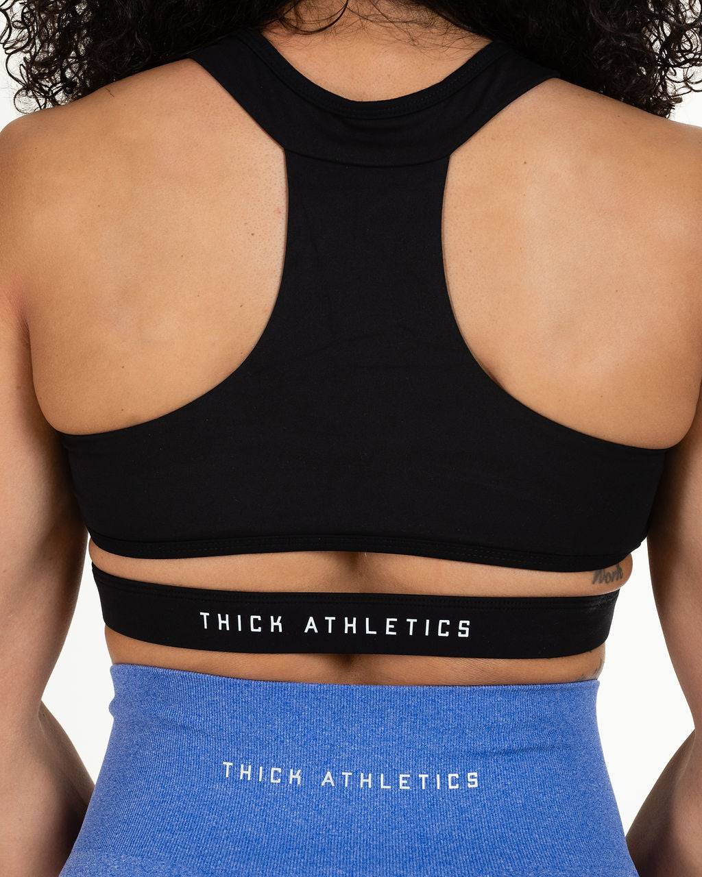 Front Cross Over Black Sports Bra – Medium Support – Thick